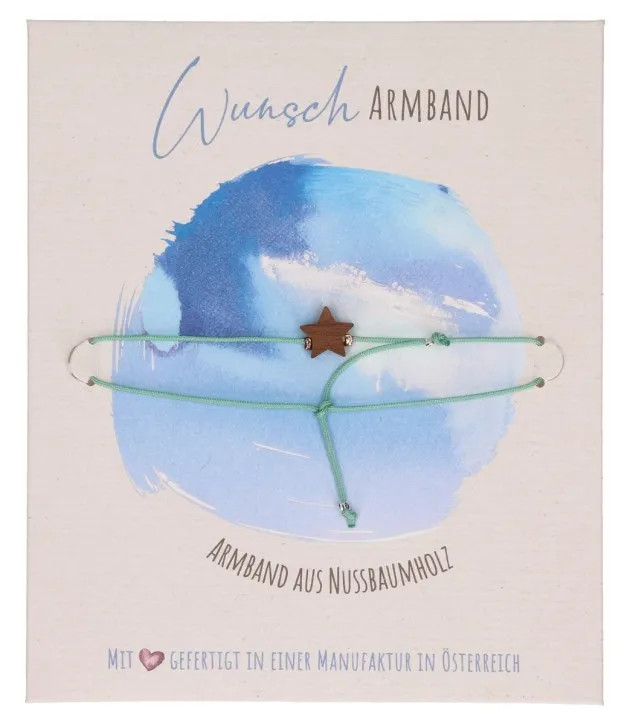 Textil-Armband mit Nussbaumholz - WunschArmband