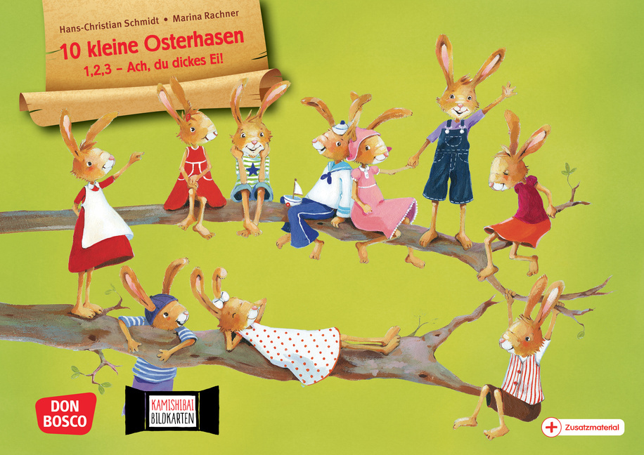 10 kleine Osterhasen. 1,2,3 - Ach, du dickes Ei! Kamishibai Bildkartenset