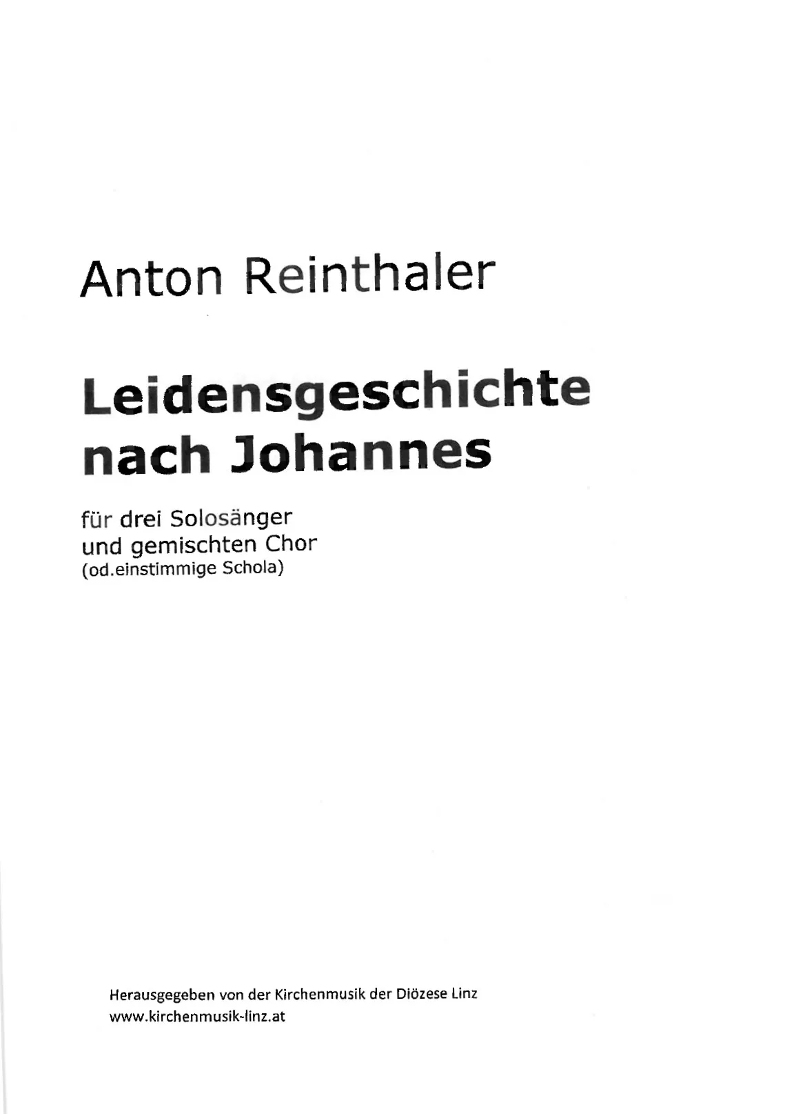Leidensgeschichte nach Johannes - Partitur
