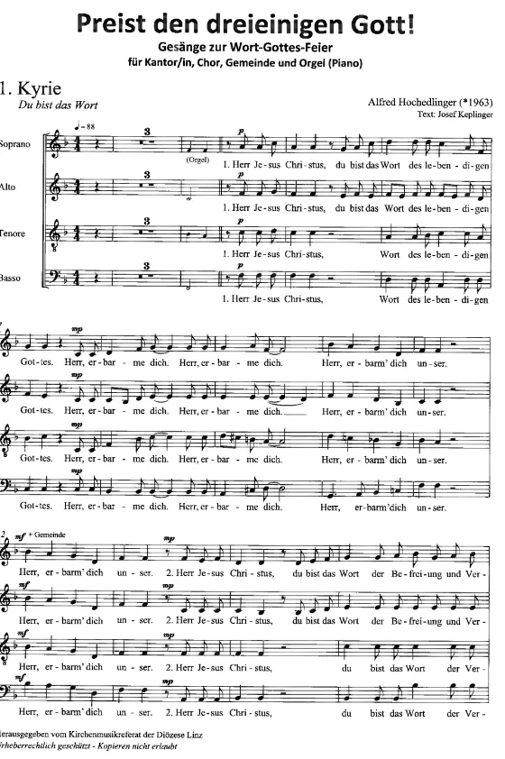 Preist den dreieinigen Gott - Gesänge zur Wort-Gottes-Feier/Chorpartitur