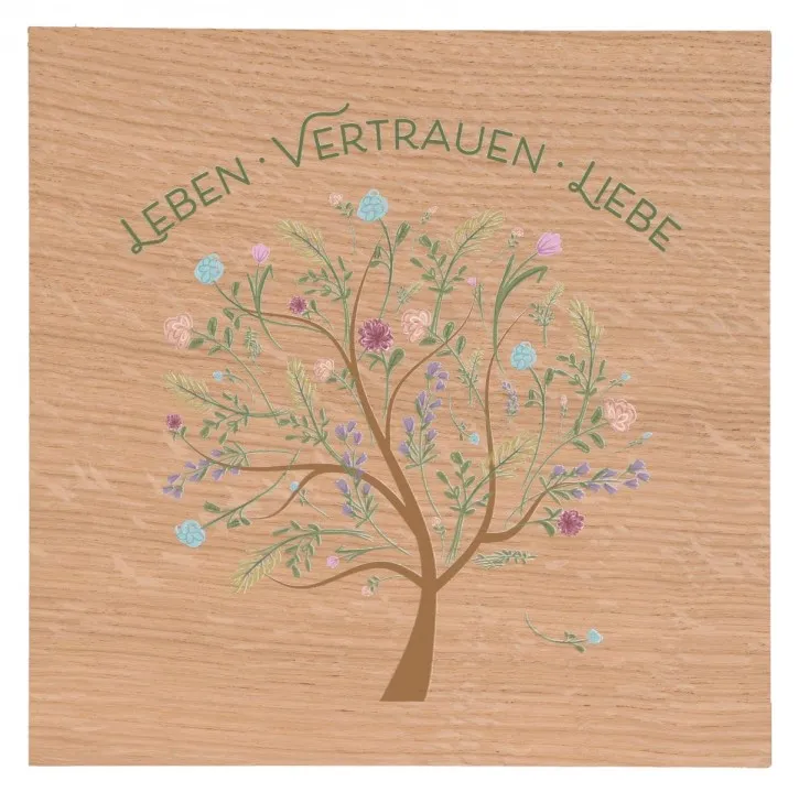 Holztafel aus Eiche - Leben, Vertrauen, Liebe
