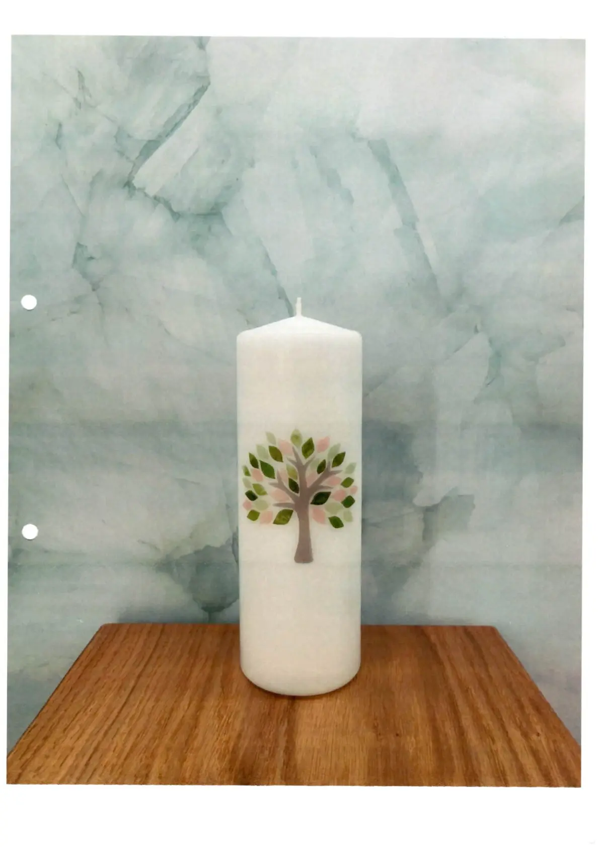 Tisch-Taufkerze Baum/rosa grün TKT01