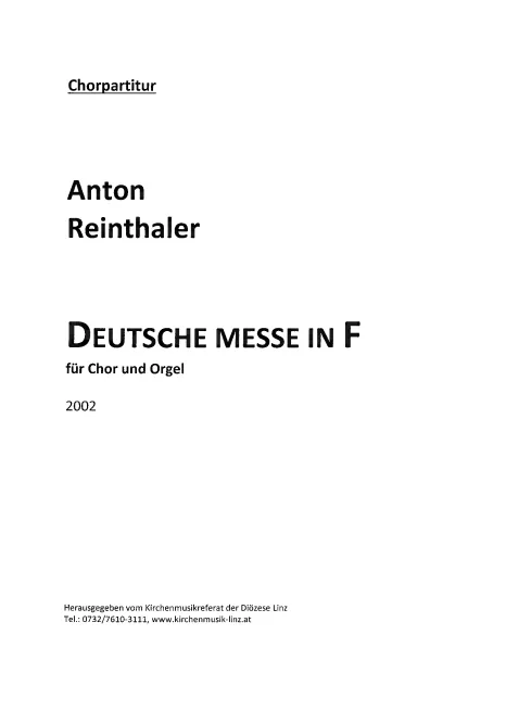 Deutsche Messe in F - Chorpartitur
