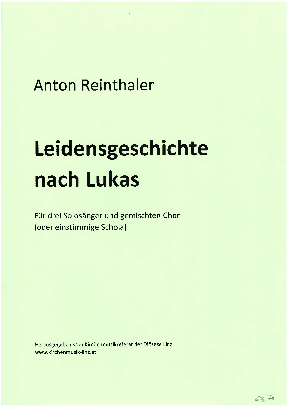Leidensgeschichte nach Lukas - Partitur