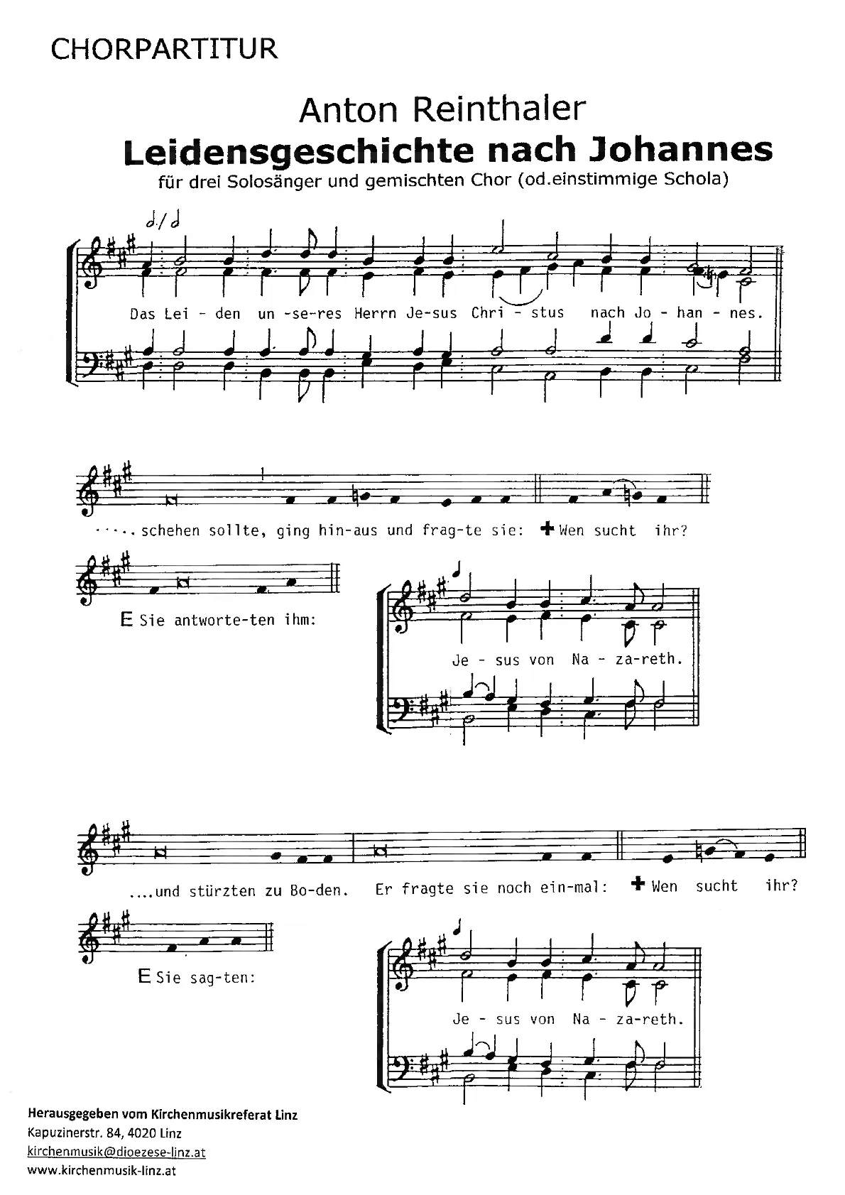 Leidensgeschichte nach Johannes - Chorpartitur