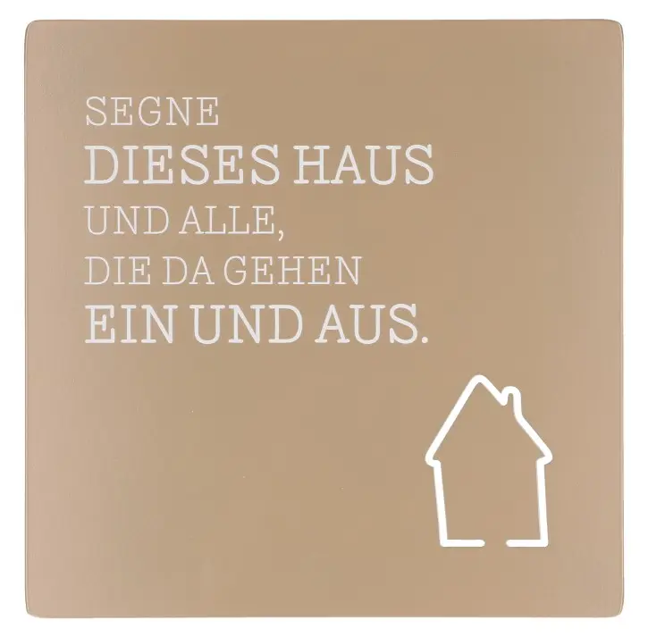 Edelstahltafel-Segne dieses Haus Haussegen/hellbraun